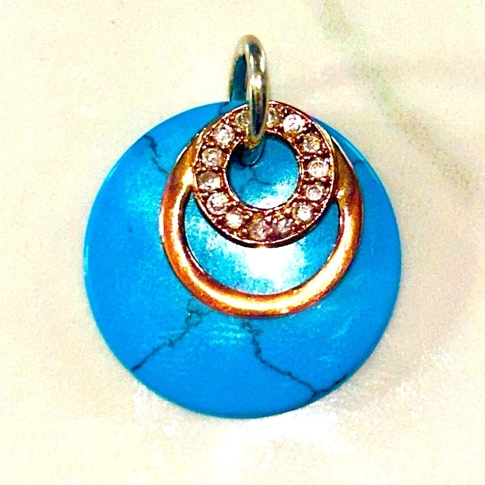 🍀 $3 for $25 Unique Turquoise Pendant Rose Gold Cubic Zirconia infinity circles